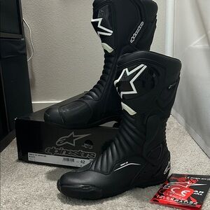Alpinestars Black and White Riding Rain Boot
